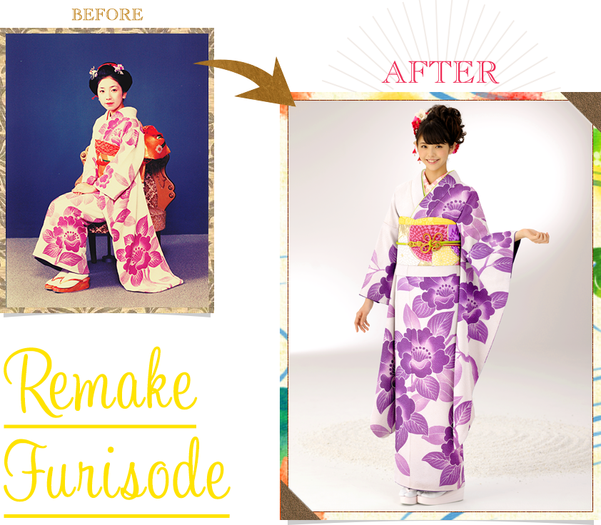 BEFORE AFTER REMAKE FURISODE